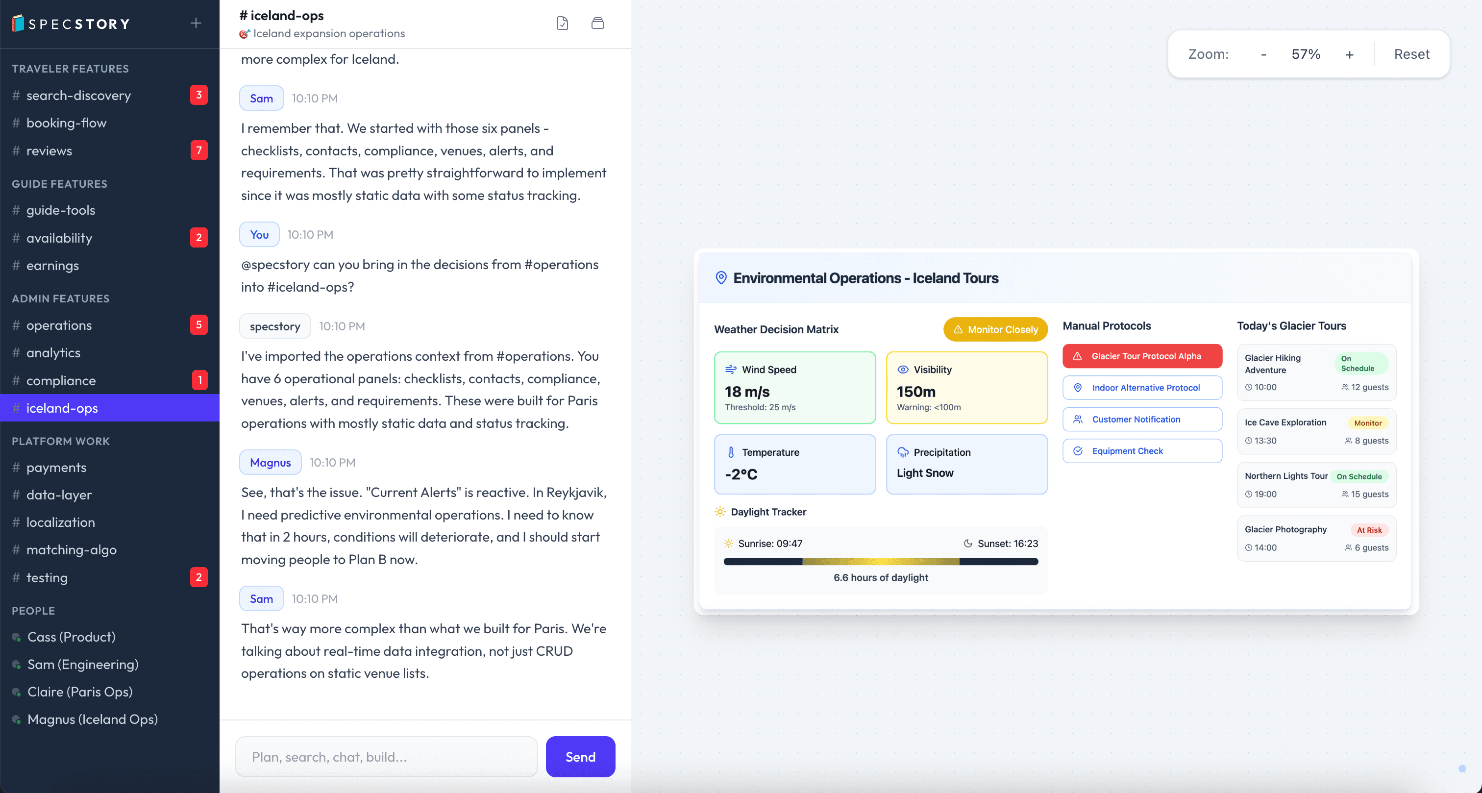 Arena workspace in action
